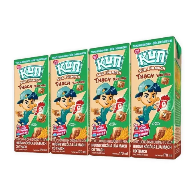 Kun Sữa Sôcôla Lúa Mạch 4 Hộp x 180ml (LỐC)