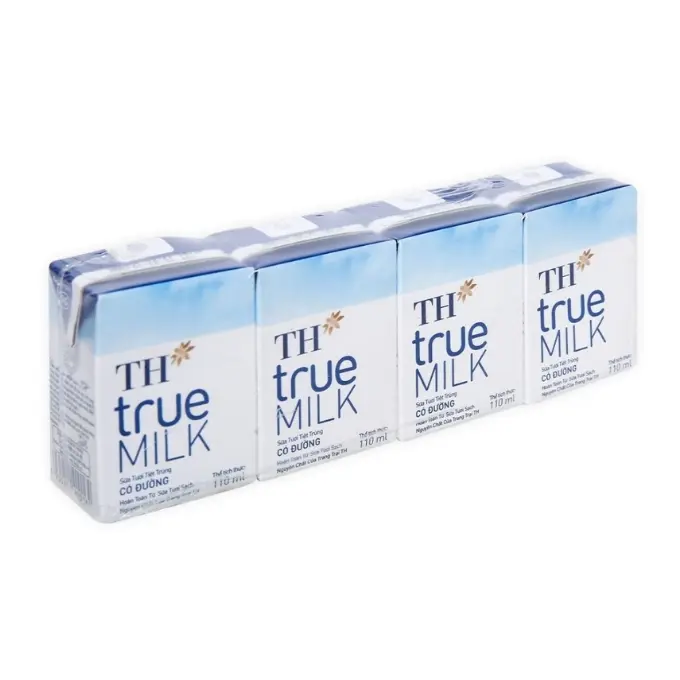 TH True Milk Sữa Tươi Có Đường 4 Hộp x 110ml (LỐC)